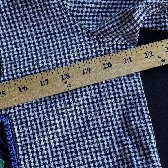 Lemon Grass Button Up Shirt Womens Large Black White Gingham Holiday Christmas - Picture 7 of 9